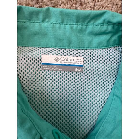 COLUMBIA PFG women's long sleeve, button up shirt Size Medium, Blue/Teal - Picture 3 of 12